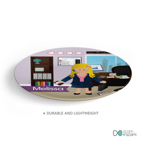 A Girl Crunching Numbers Custom Plate for Girls