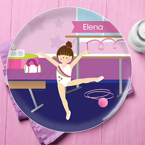 Cute Gymnast Girl Kids Plates