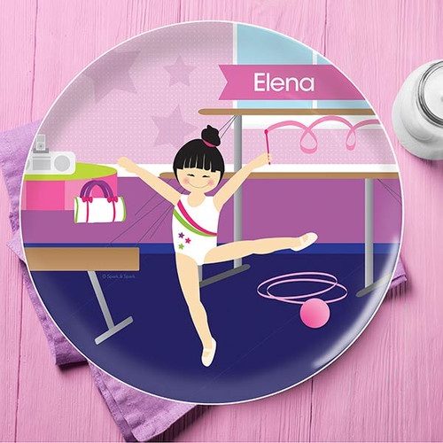 Cute Gymnast Girl Kids Plates