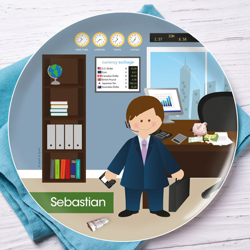 A Boy Crunching Numbers Kids Plates