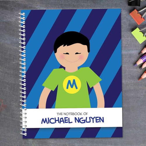 asian super boy personalized notebook for kids