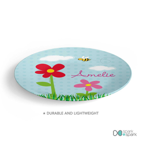 Spring Flowers Custom Plate for Girls
