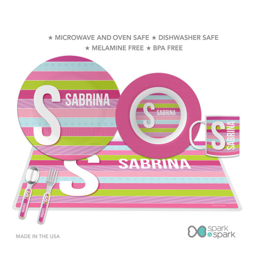 Sweet Lines Personalized Girls Plate