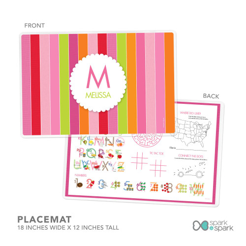 Bold and Fun Stripes Custom Plate for Girls