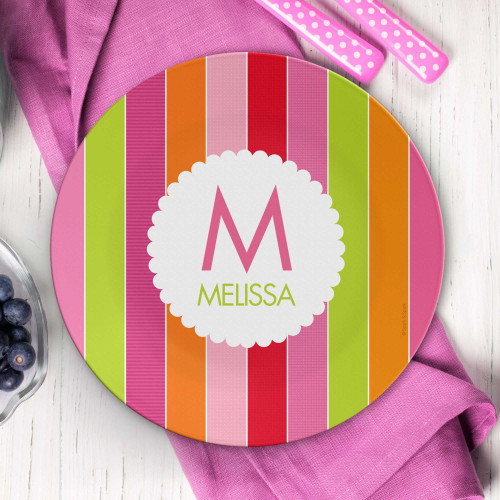 Bold and Fun Stripes Custom Plate for Girls