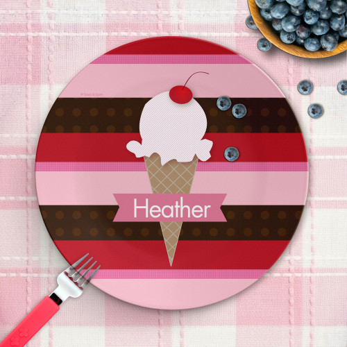 Strawberry Cone Personalized Kids Plates