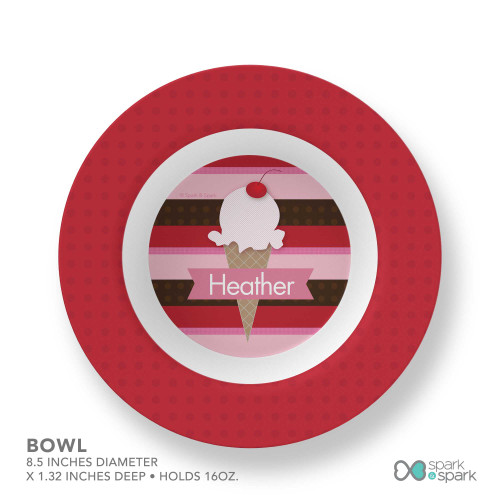 Strawberry Cone Custom Plate for Girls