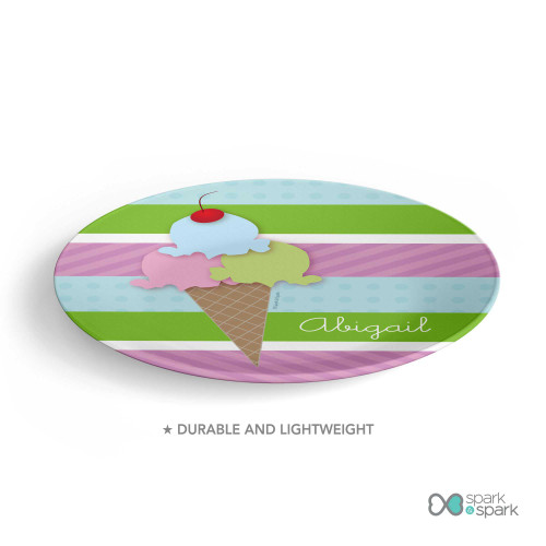 Yummy Ice Cream Custom Plate for Girls