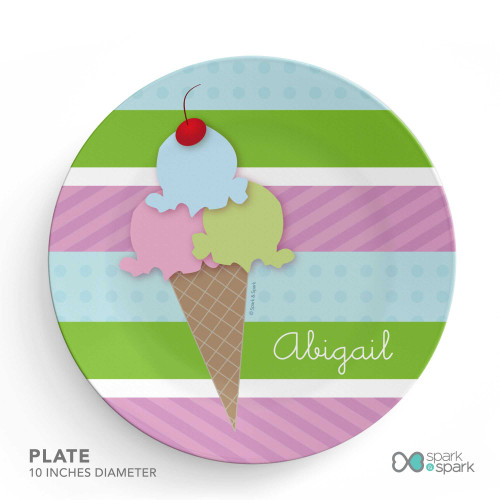 Yummy Ice Cream Custom Plate for Girls