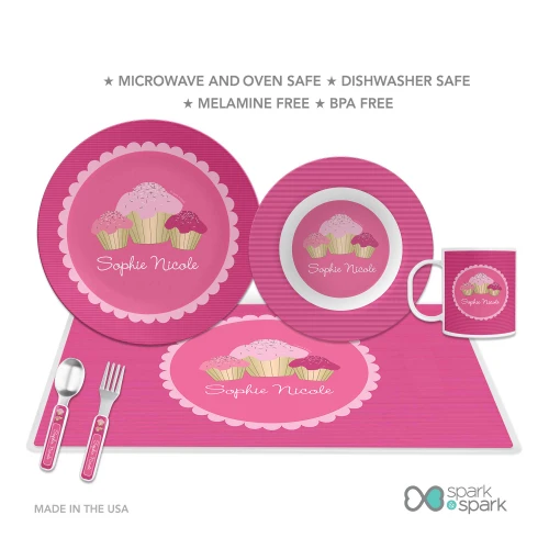 Sweet Cupcakes Personalized Girls Plate