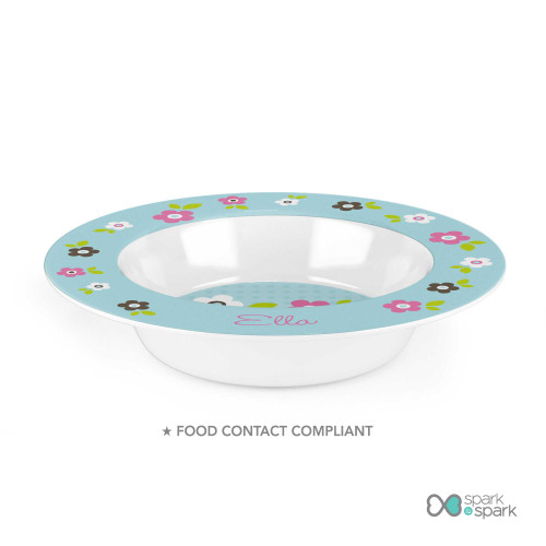 Preppy Flowers Blue Custom Plate for Girls