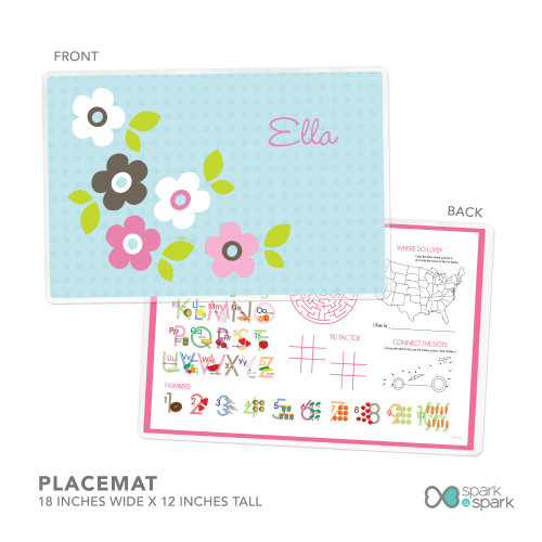 Preppy Flowers Blue Custom Plate for Girls