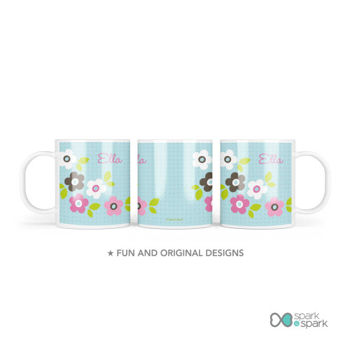 Preppy Flowers Blue Custom Plate for Girls