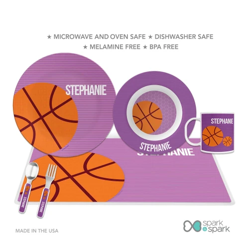 Girl Basketball Fan Purple Personalized Girls Plate
