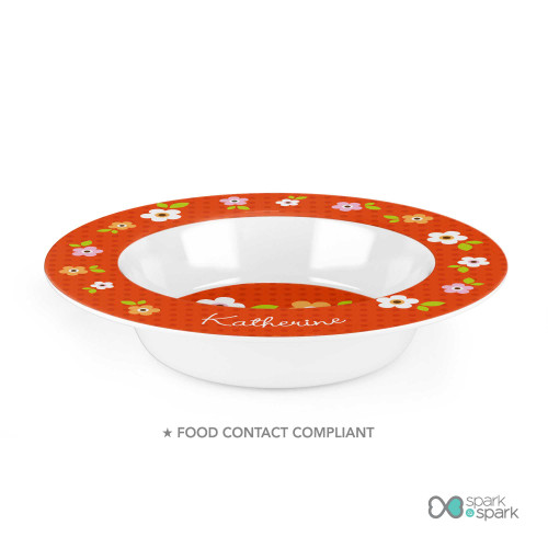 Preppy Flowers Orange Custom Plate for Girls