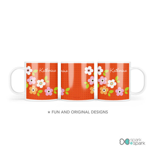 Preppy Flowers Orange Custom Plate for Girls