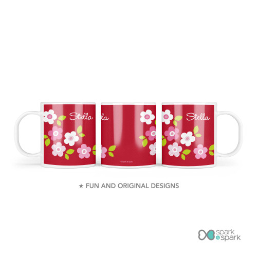 Preppy Flowers Red Custom Plate for Girls