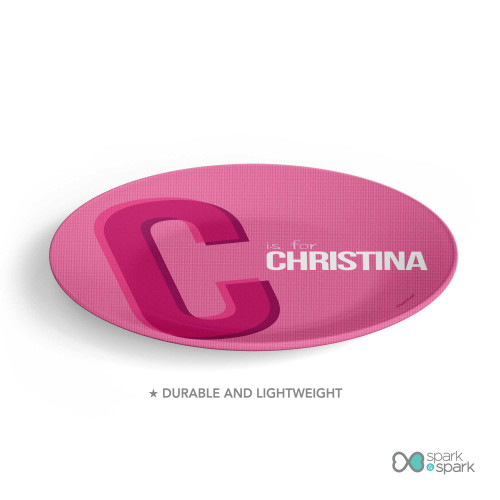 Double Initial Pink Custom Plate for Girls