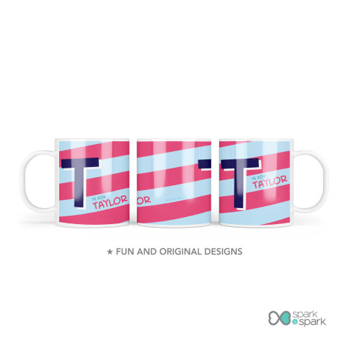 Double Initial Stripes Blue Custom Plate for Girls