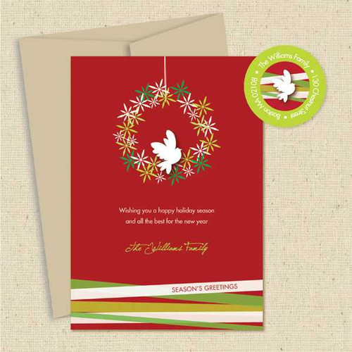 Shown with light kraft envelope and matching return address label