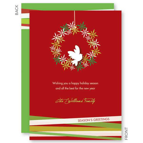 christmas cards personalized | Wreath Of Peace Red Christmas Cards by Spark & Spark