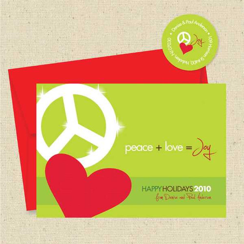 Shown with red envelope and matching return address label