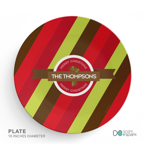 Xmas Bold Lines Personalized Christmas plates