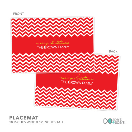 Fancy Zig Zags Red Personalized Christmas plates
