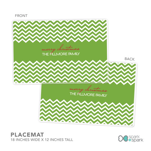 Fancy Zig Zags Green Personalized Christmas plates