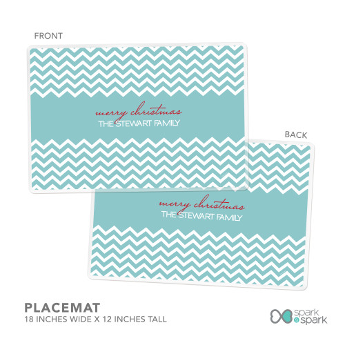 Fancy Zig Zags Blue Personalized Christmas plates