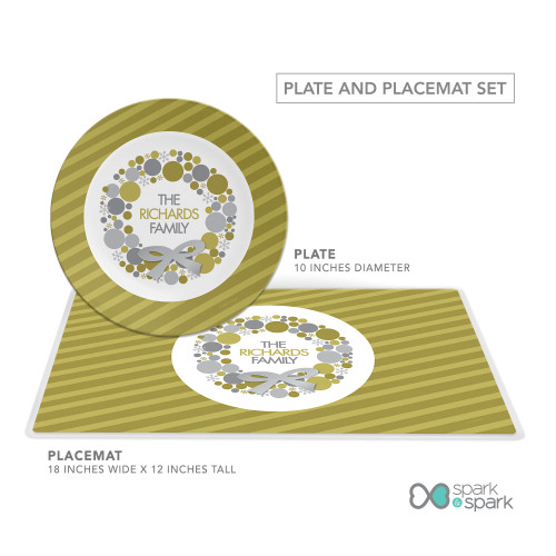 A Golden Xmas Wreath Personalized Christmas plates