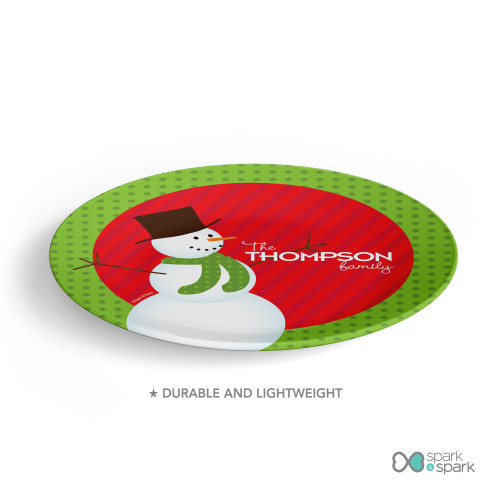 The Snowman Is Here Personalized Christmas Plates