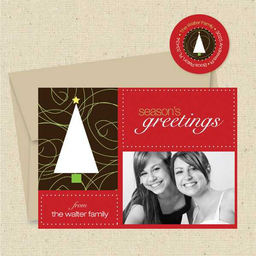 Shown with light kraft envelope and matching return address label
