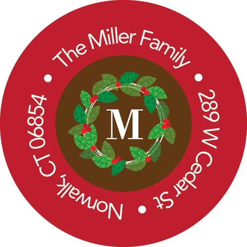 Cute Tiny Wreath Christmas Address Labels
