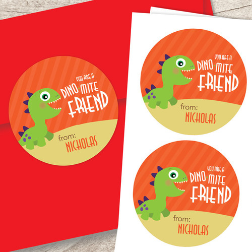 Dinomite Friend Valentine Address Labels