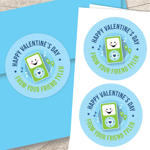Blue Boom Boom For You Valentine Address Labels