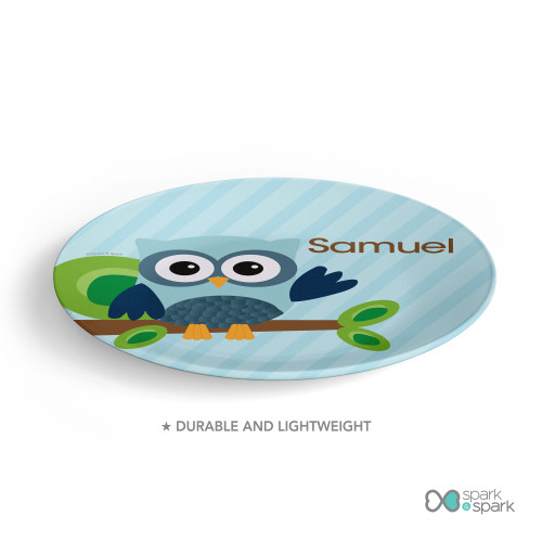 Owl Be Yours Blue Kids Plates