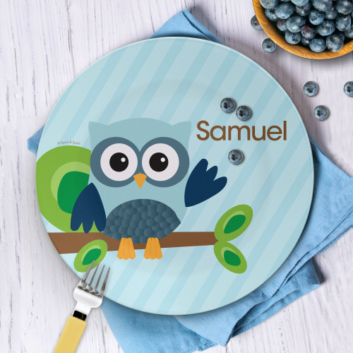 Owl Be Yours Blue Kids Plates