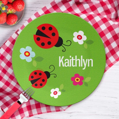 Curious Lady Bug Personalized Girls Plate