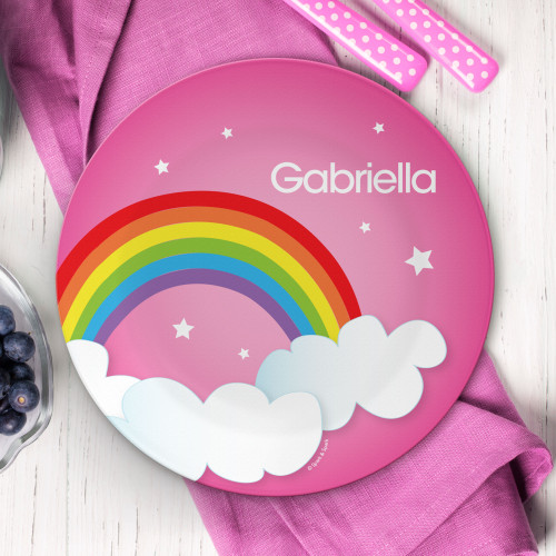 Dreamy Rainbow Personalized Plates For Kids