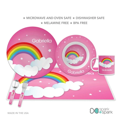 Dreamy Rainbow Personalized Girls Plate