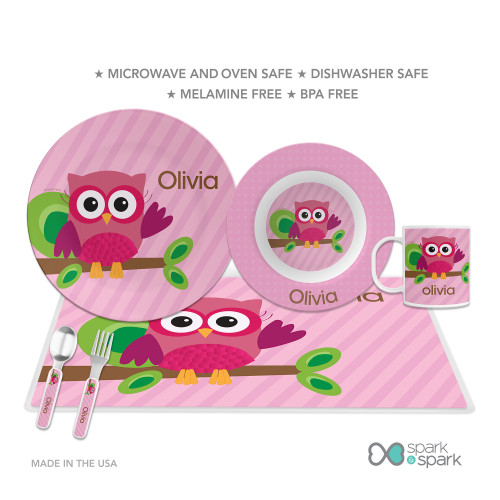 Pink Owl Be Yours Kids Plates