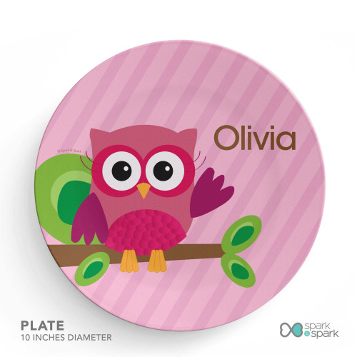Owl Be Yours Pink Custom Plate for Girls