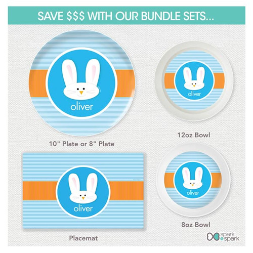 Smiley Bunny Blue Kids Placemat