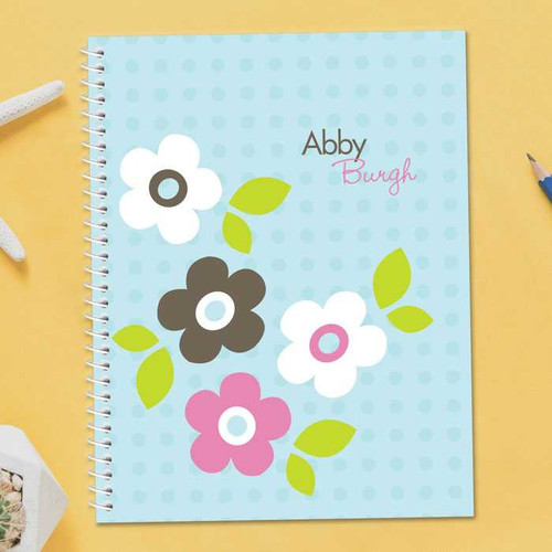 Blue Preppy Flowers Notebook