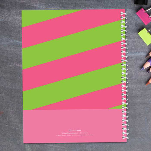 Double Initial Stripes Pink Kids Notebook