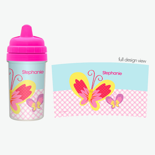 Smiley Butterfly Personalized Sippy Cup