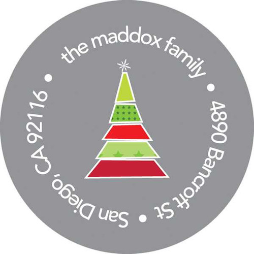 Xmas Trees With Stars Christmas Address Labels