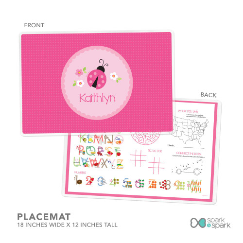 Sweet Pink Lady Bug Custom Plate for Girls
