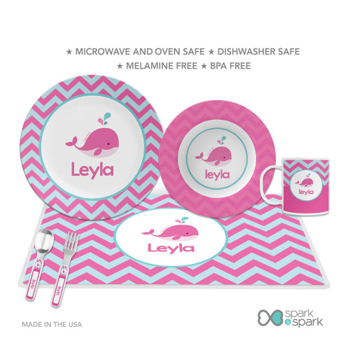 Sweet Pink Whale Custom Plate for Girls